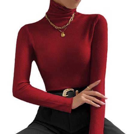 Enfärgade Stickat Nederdel Elastisk Jumper Toppar Mjuk Stickad Tunn