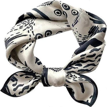 Mullbärssilke Scarves Liten Fyrkantig Sjal 53 x 53 cm Halsduk Andningsbar Lättviktig för Kvinnor, Svart Vit Abstrakt