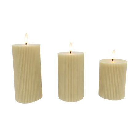 LED-liekittömät kynttilät oikeasta vahasta, 3 kpl