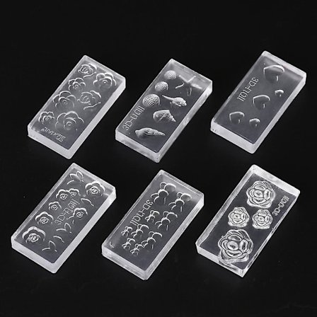 6 stk./sæt 3d Mini Blomst Skal Konkylie Udskæring Akryl Silikoneform Til Diy Neglekunst Form Skabelon Smykker Øreringe Vedhæng Dekoration-fg