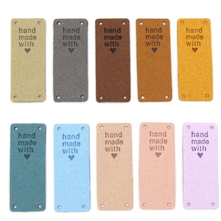 50 stk. Håndlavede PU læder tags Håndlavede med kærlighed Kunstlæder tags Sy på tags Pynt Strik tilbehør