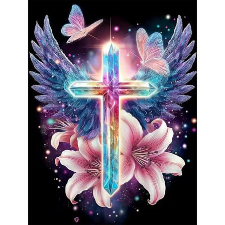 Siivekäs Risti Timanttimaalaussarjat Aikuisille, Timanttimaalaussarjat Aloittelijoille, DIY Timanttipiste Maalaussarjat, 5D Täysi Pyöreä Poranterä 