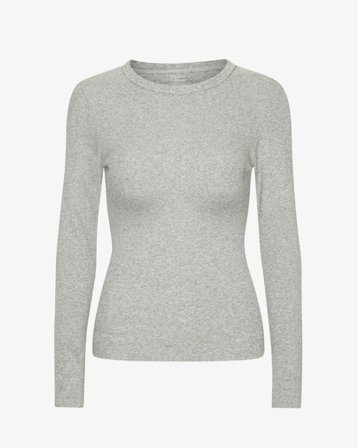 Women Organic Rib LS T-Shirt - Heather Grey - Female - M