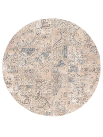 Patchwork Teppich Moderner Rund Orange/Beige (Wolle, )