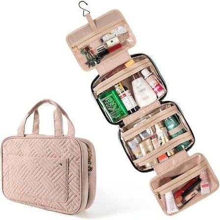 Hengende Toalettveske for Reise, Stor Sminkeveske Bærbar Sminkeveske Med 4 Rom 1