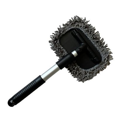 Stort firkantet teleskopisk stang bilrude rengøringsbørstesæt, 15×10 cm børstehoved + gråt klædebetræk, forrudeafdugger.