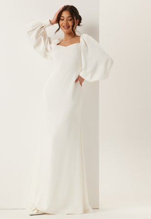 Bubbleroom Occasion - Puff Sleeve Wedding Gown - White - Kläder