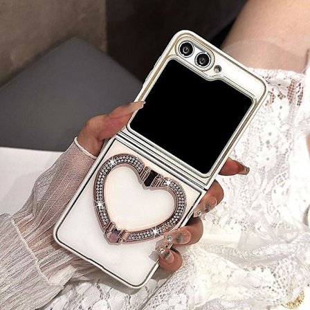 Z Flip 5 Fodral Med Kärleks Hjärta Kickstand, Hård Pc Stöttålig Skal Kompatibel För Samsung Galaxy Z Flip 5