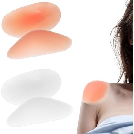 2 Par Dame Skulderpuder Push up Bløde Selvklæbende Silikone Anti-skrid Puder til Dametøj (Hudfarve, Transparent)