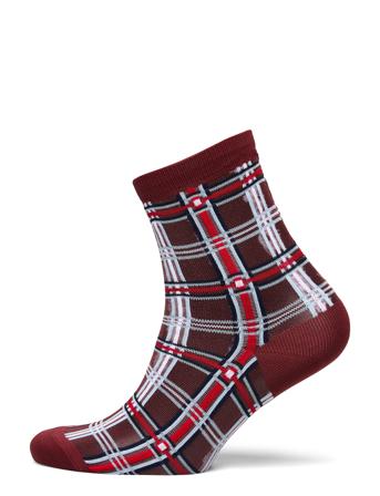 Dagmar Multi Check Sock Red Becksöndergaard