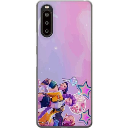 Kompatibelt Mobildeksel til Sony Xperia 10 II Futuristiske popidoler i neonfarger med discoelementer, stjerner og pastellfarget romhimmel.