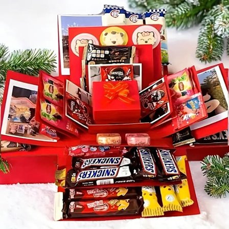 Dekorativ Presentlåda med Lock – Party & Presentförpackningsset med Mönstrat Papper och Flera Fack (Mat Ingår Ej)_OF