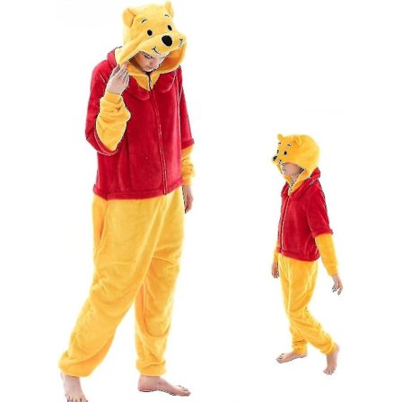 Tettsittende Unisex Voksen Onesie Pyjamas Flanell Cosplay Dyr Hel Dress Halloween Kostyme Nattøy Hjemmeklær Q Ningling 85cm - Perfekt Ole Brumm