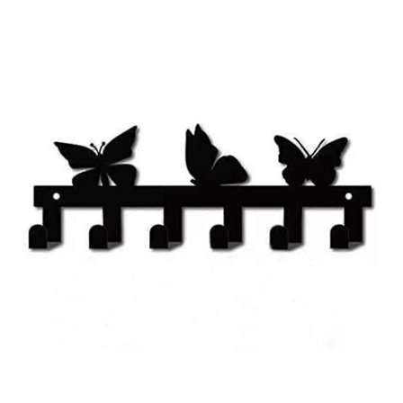 Nøgleholder, vægmonteret nøgleholder 6 kroge ophængningsstativ sød nøgle dekorativ med skruer ankre