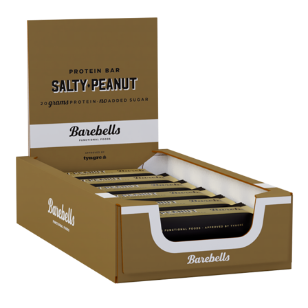 12 x Barebells Protein Bar, 55 g, Salty Peanut - Bodyman.dk