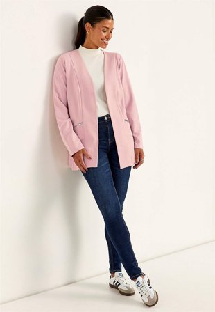 Cellbes of Sweden - Stilren blazer i Punto di Roma-trikot Lisa i gammelrosa for damer i størrelse 38/40