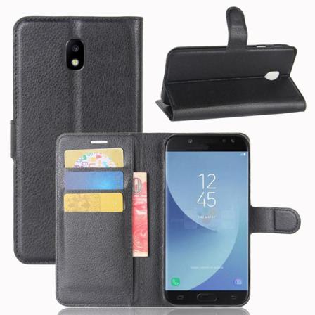 Litchi Läderfodral Till Samsung Galaxy J5 (2017) - Svart Svart