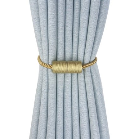 4 stycken magnetiska gardinomtag i guld, flätat magnetiskt gardinspänne, gardinomtag 47 cm, gardinrep – gardintillbehör för heminredning