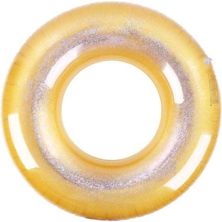 Oppblåsbar svømmering, oppblåsbar bassengbøye, bassengflåte enkel å blåse opp bære, flytende til solsenger, leker 90 cm (gyllen gul)