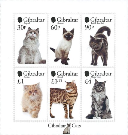 Gibraltar - Katte - Postfrisk miniark