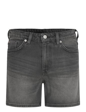 Monki Aimo Mid-Rise Straight Leg Denim Shorts - Black - 23