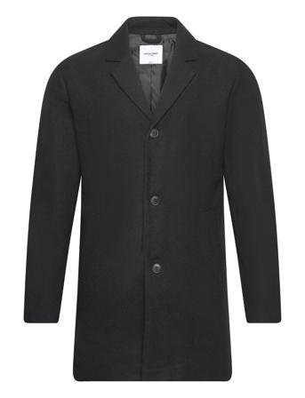 Jjzac Wool Coat Ullfrakk Frakk Svart Jack & J S*Betinget Tilbud