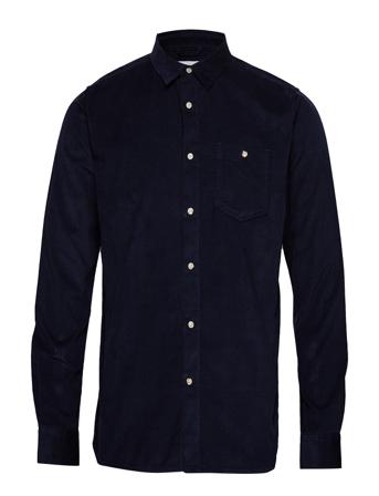 Corduroy Custom Fit Shirt - Gots/Ve Skjorte Uformell Svart Knowledge Cotton Apparel
