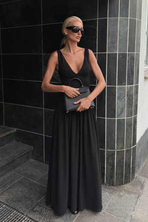 Lovisa Worge x NA-KD fließendes Maxikleid - Abendkleider - Schwarz - EU 42