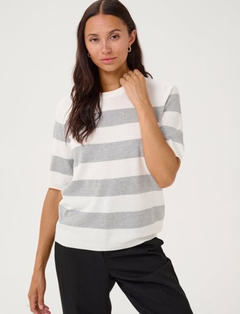 Kaffe Kalizza Striped Knit - White - XL