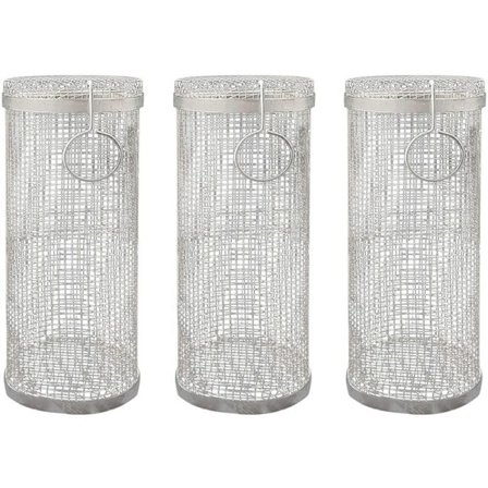 3 stk. bærbare grillkurve i rustfrit stål