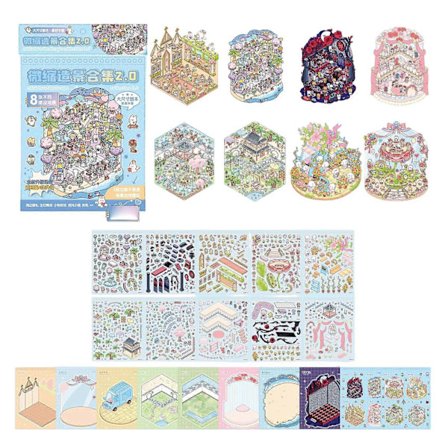 Miniatyrlandskap Klistermärke Dekorativt Landskap PET Klistermärke Kompatibel med Journalföring Anteckningsbok Fotoalbum Scrapbooking Tillbehör 