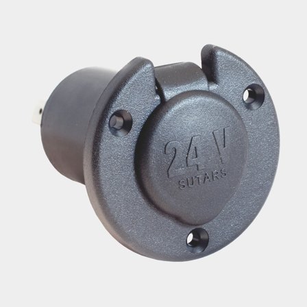 Cigarettænderstik Sutars, indfældet, rundt, 24 V, 16 A