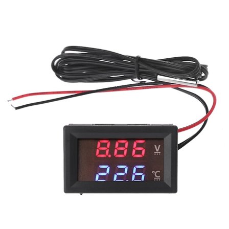12V 24V Bil Voltmeter LED Digital Display Voltmeter Panel Temperaturmåler db