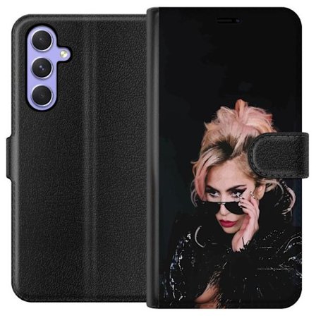 Kompatibelt Lommeboketui til Samsung Galaxy A54 Lady Gaga portrett med solbriller og dramatisk sminke i mørk glamorøs stil