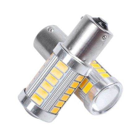 2 stk Amber 1156PY BAU15S PY21W LED 33SMD Bil Baklys Brems Lys Ryggelys Pære Y