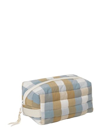 Fabelab | Quilted Toiletry Bag - Cottage Blue Checks | 20X12X10CM