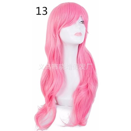 Langt krøllet hårspiss kostyme cosplay parykk 70CM langt bølget hårsett parykk Cos Anime parykk (rosa)