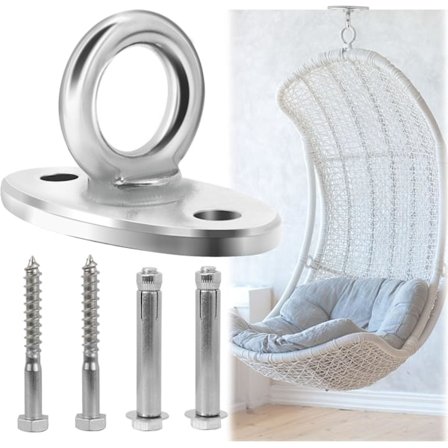 Takhengekrok Lastplate Øye 304 Rustfritt Stål Bolt-on med 4 Skruer Feste for Kraftig Stol Yoga Hengekøye Boksesekk