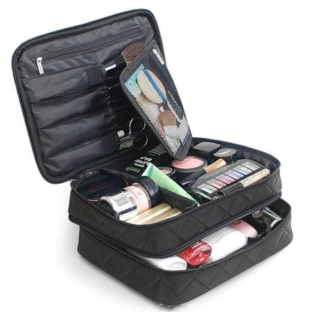Bærbar Rejsemakeuptaske, Dobbelt Lag Simpel Udseende