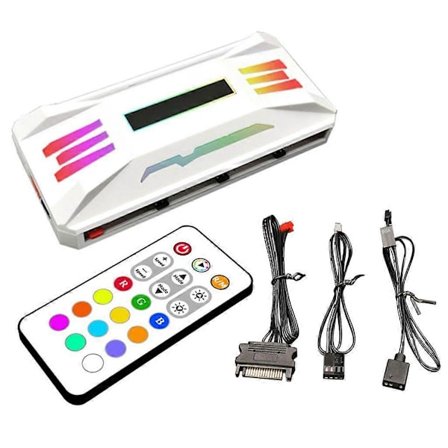 Oppgrader Coolmoon Trådløs ARGB Fjernkontroll Chassis Vifte Hub 8X4Pin PWM 10X3Pin