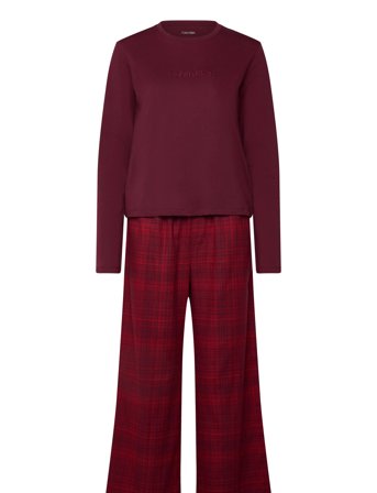 Calvin Klein Ls Tee Flannel Pant Set - Burgundy - XL