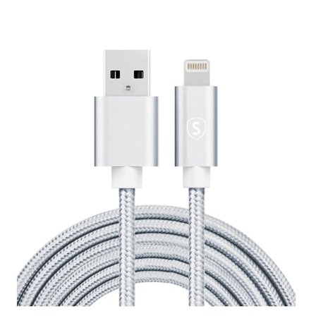 SiGN USB-A till Lightning kabel 2.1A 2m Nylon - Silver