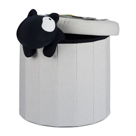 Taburet med opbevaringsplads str. L rund