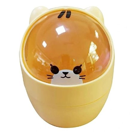 /EA/Gul, mini-papperskorg för skrivbord med lock, bärbar bordspapperskorg C