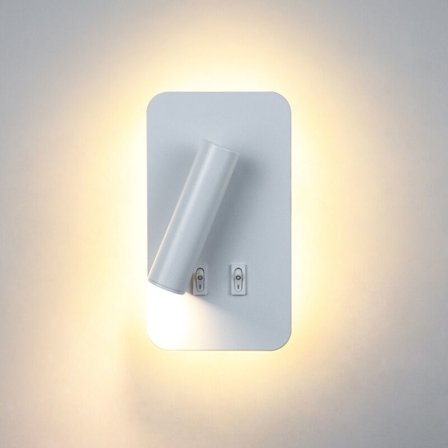 LED-vegglampe, nattbordslampe med bryter, justerbar spot for soveromsbelysning, varmt lys 13W--Hvit