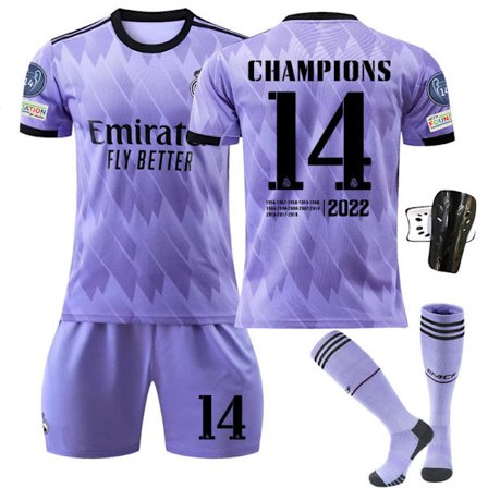 Real Madrid Stadium Away Lila Fotbollströja Nr 14 med Strumpor + P