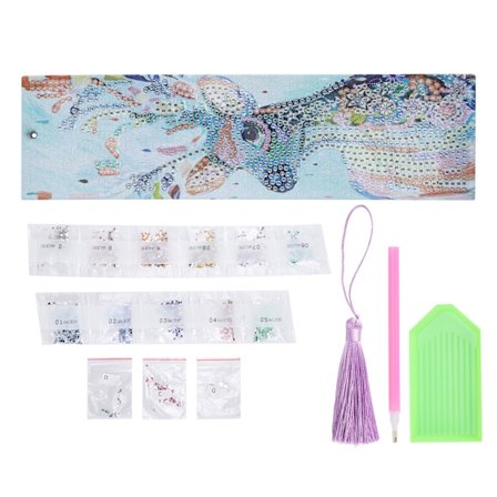 Farverig Elg DIY Diamant Maleri Bogmærke Kunstlæder Kvast Side Markør til Hjemmekontor Skole