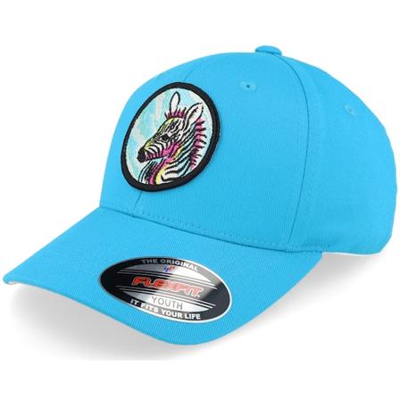 Kiddo Cap - Blauw flexfit Cap - Kids Zebra Ocean Blue Flexfit @ Hatstore