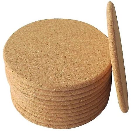 Underlag, 10-pak runde vanntette og sklisikre korkunderlag for vannabsorpsjon og varmeisolasjon