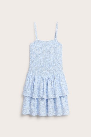 Kappahl | Lyhyt röyhelömekko smokkirypytyksellä Valkoinen 170 | Valkoinen